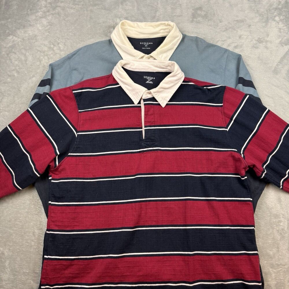 Sonoma Life + Style Rugby Shirts Men’s XXL Lot of 2 Striped Long Sleeve Bundle